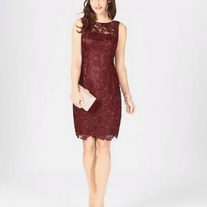Adrianna Papell lace sheath dress in cabernet size 6